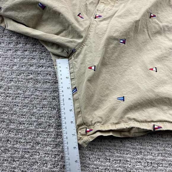 Tommy Hilfiger Khaki Shorts Men 44 Brown Short Chino Pants All Over Embroidered - Picture 15 of 16